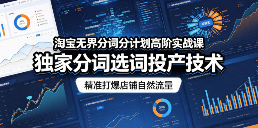 淘宝无界分词分计划高阶实战课，独家分词选词投产技术，精准打爆店铺自然流量-优优云网创